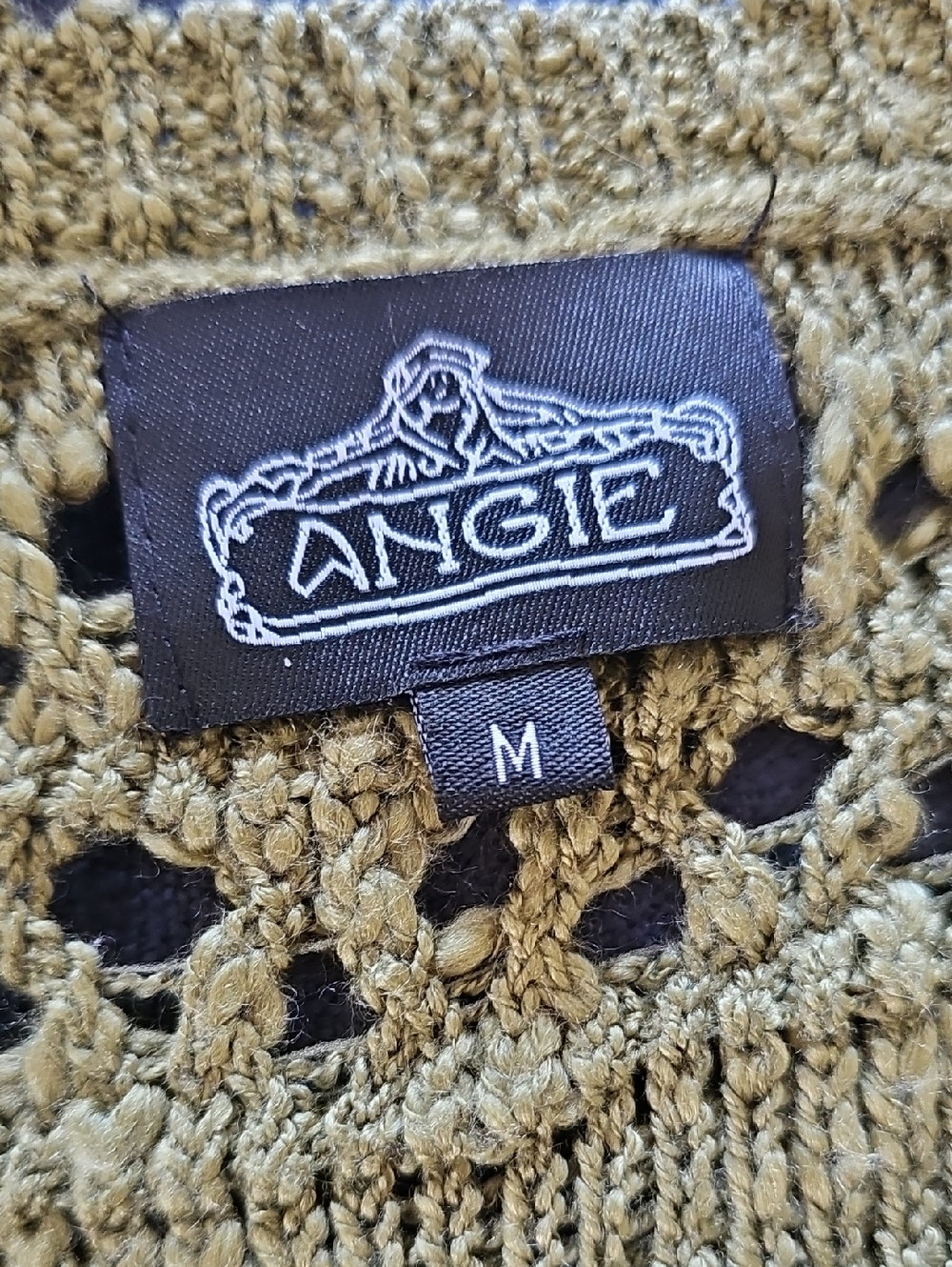Angie Olive Crochet V-Neck Knit Sweater - Picture 7 of 7